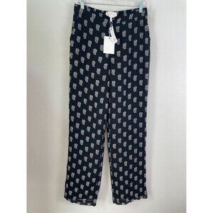 NEW Joie Womens Small Floral 100% Silk Pants Straight Leg Lined Pull On‎